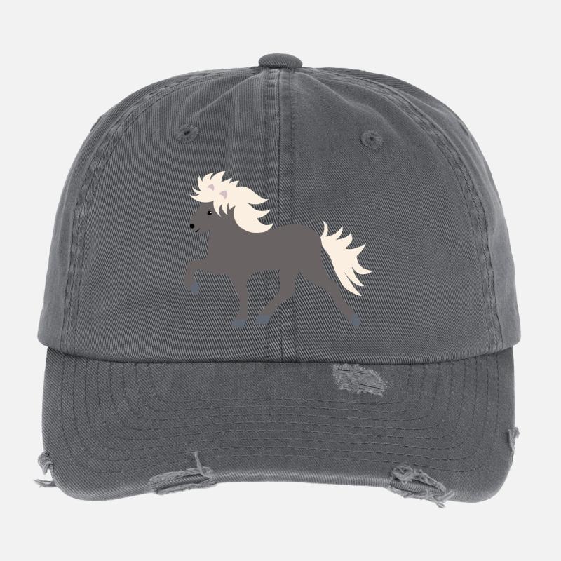 Windfarbenes Islandpferd Flexfit Vintage Destroyed Cap