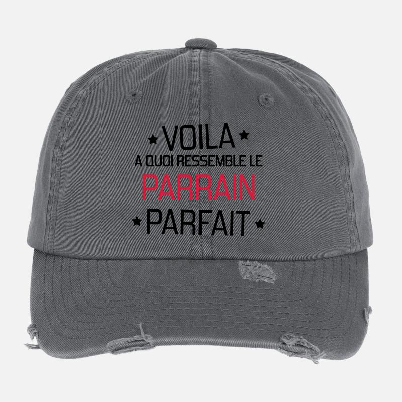 Godfather Pate Parrain Baby Baptism Birth Flexfit Vintage Destroyed Cap