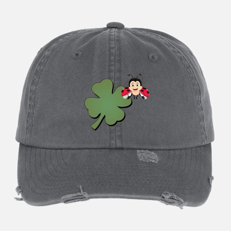 Kleeblatt mit Ladybug (Marienkäfer) Flexfit Vintage Destroyed Cap