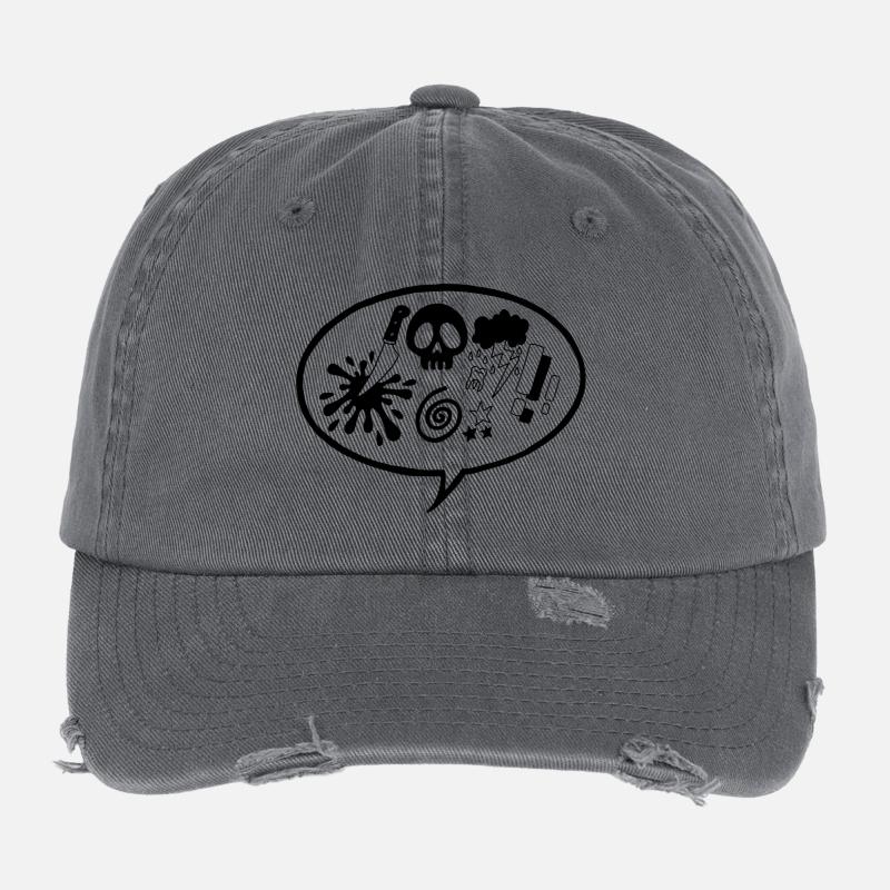 Comic Book (Black) Flexfit Vintage Destroyed Cap