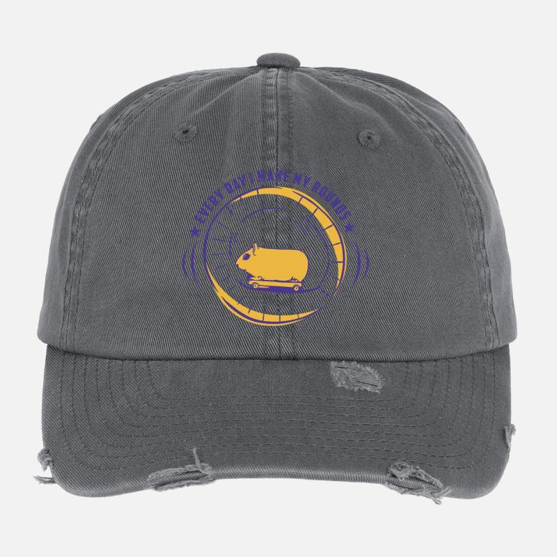Hamster with skateboard Flexfit Vintage Destroyed Cap