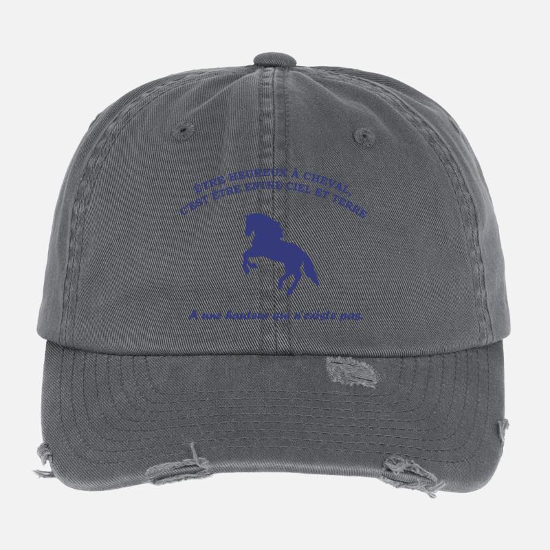 Heureux à cheval cavalier équitation Casquette vintage effet usé Flexfit