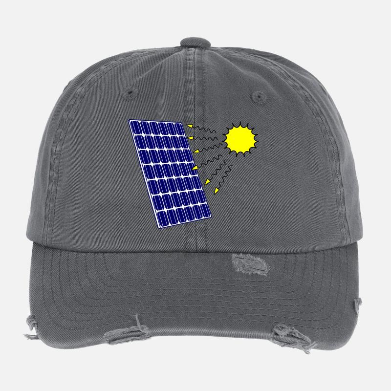 Solar panel with Solar radiation and sun Flexfit Vintage Destroyed Cap