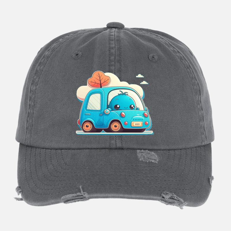 Blaues Auto mit Monster Flexfit Vintage Destroyed Cap
