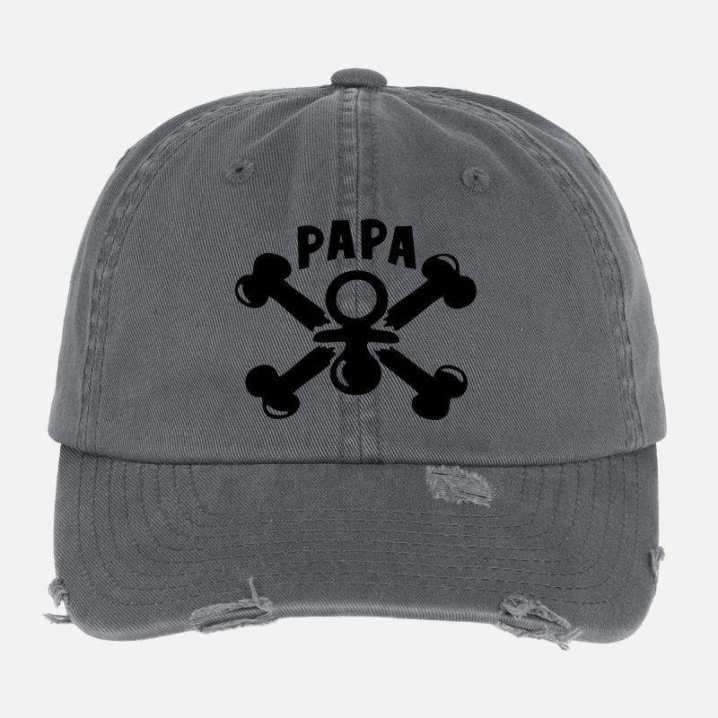 Papa Geburt Pirat Geschenk Flexfit Vintage Destroyed Cap