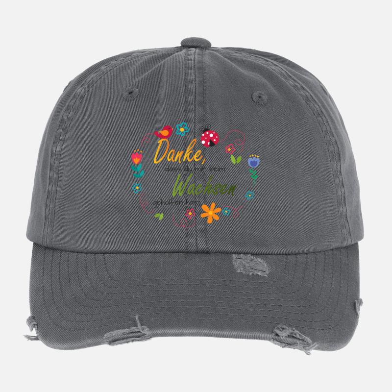 Couronne de fleurs - Fleurs colorées - Oiseau - Coccinelle Casquette vintage effet usé Flexfit
