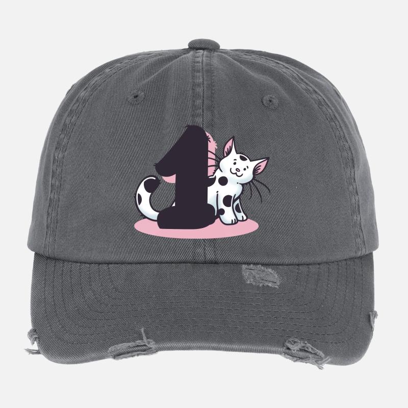 Katze Zahl 1 Flexfit Vintage Destroyed Cap