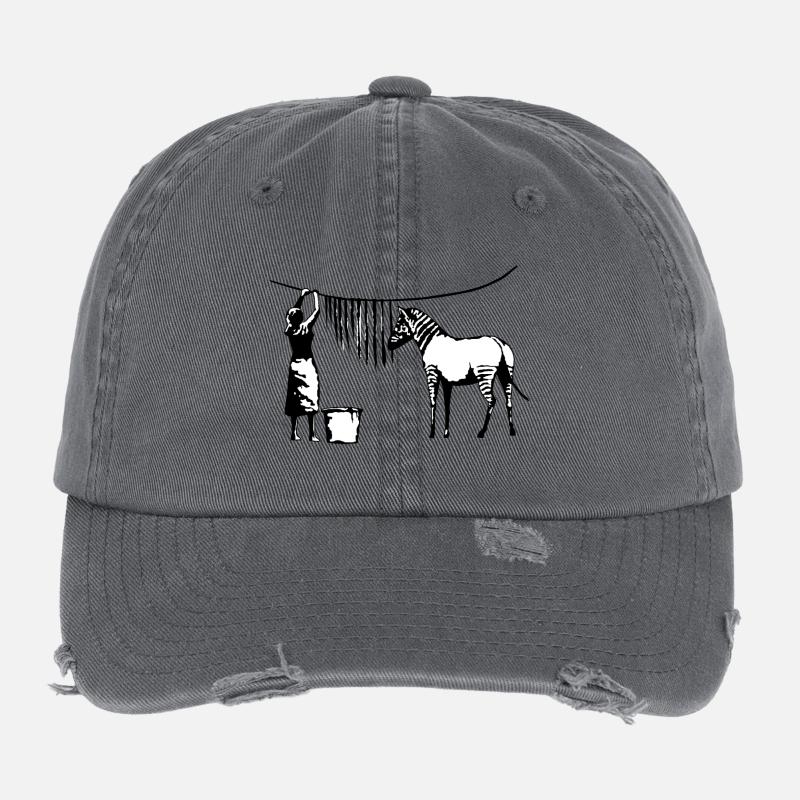 Funny Zebra Stripes Flexfit Vintage Destroyed Cap