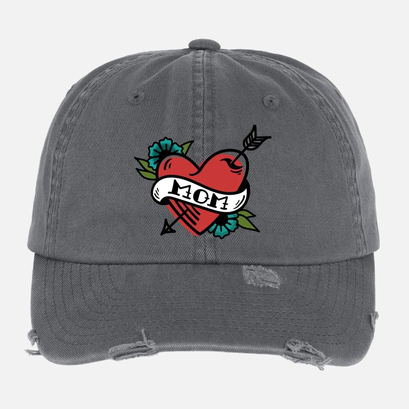 Mutterherz Banner Tattoo Flexfit Vintage Destroyed Cap