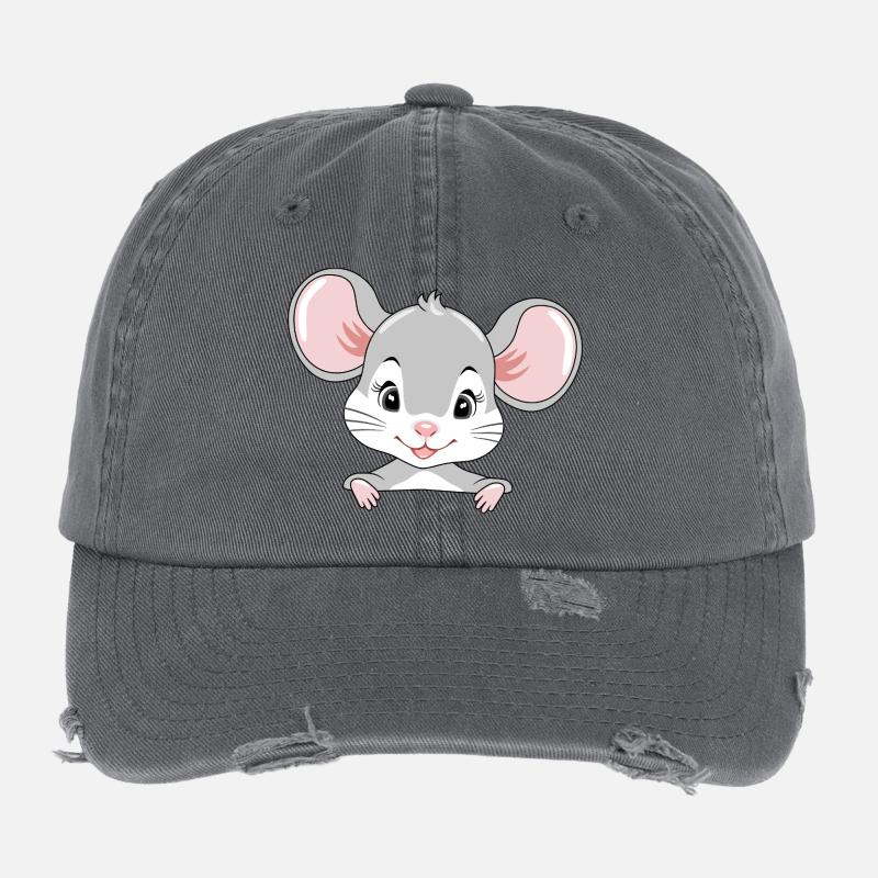 Niedliche spähende Babymaus Flexfit Vintage Destroyed Cap