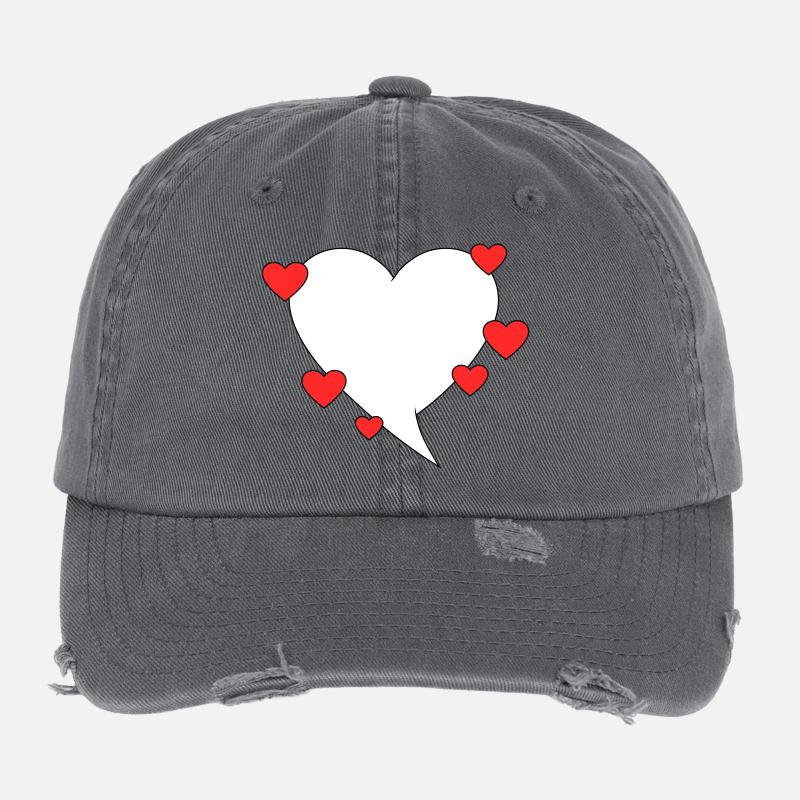 Sprechblase mit Herzen Flexfit Vintage Destroyed Cap