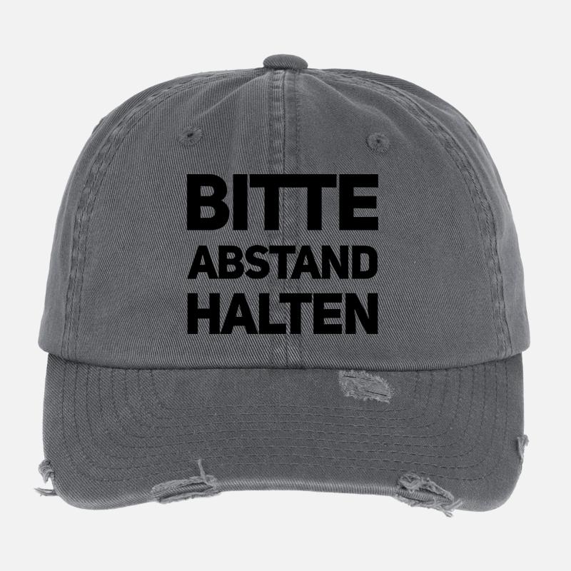 Bitte Abstand halten Morgenmuffel Langschläfer Flexfit Vintage Destroyed Cap