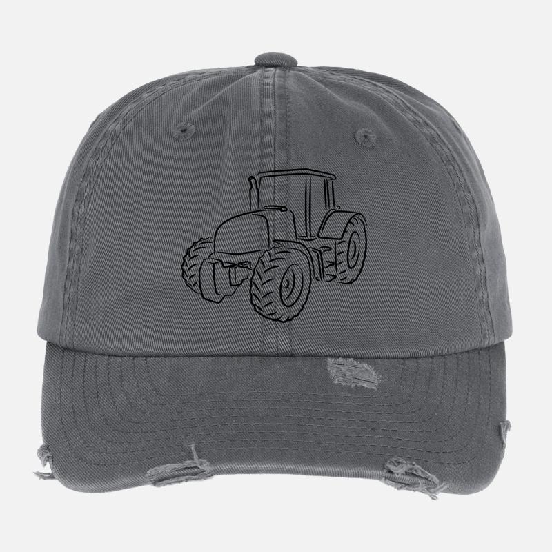 Tractor Drawing Flexfit Vintage Destroyed Cap
