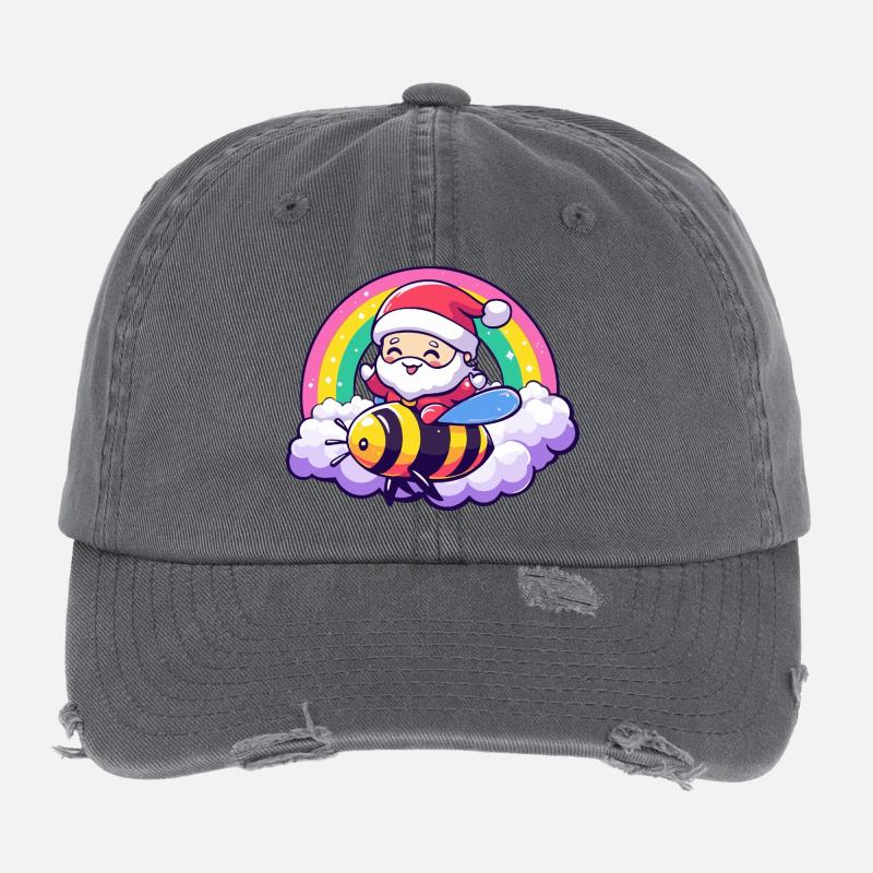 Biene Weihnachtsmann Weihnachten Flexfit Vintage Destroyed Cap