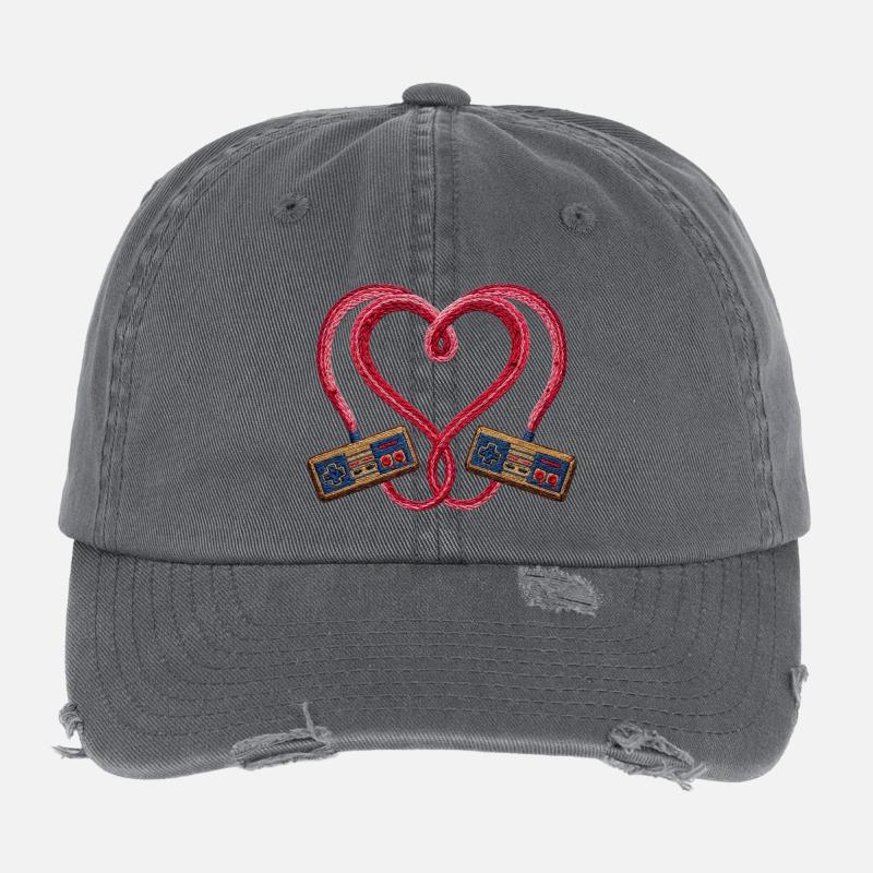 Les gamers rétro adorent le look brodé (imprimé) Casquette vintage effet usé Flexfit