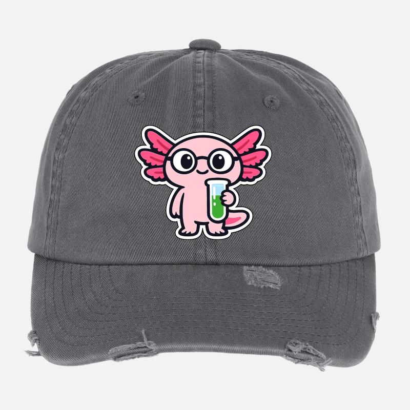 Small Labcreature with wings axolotl Flexfit Vintage Destroyed Cap