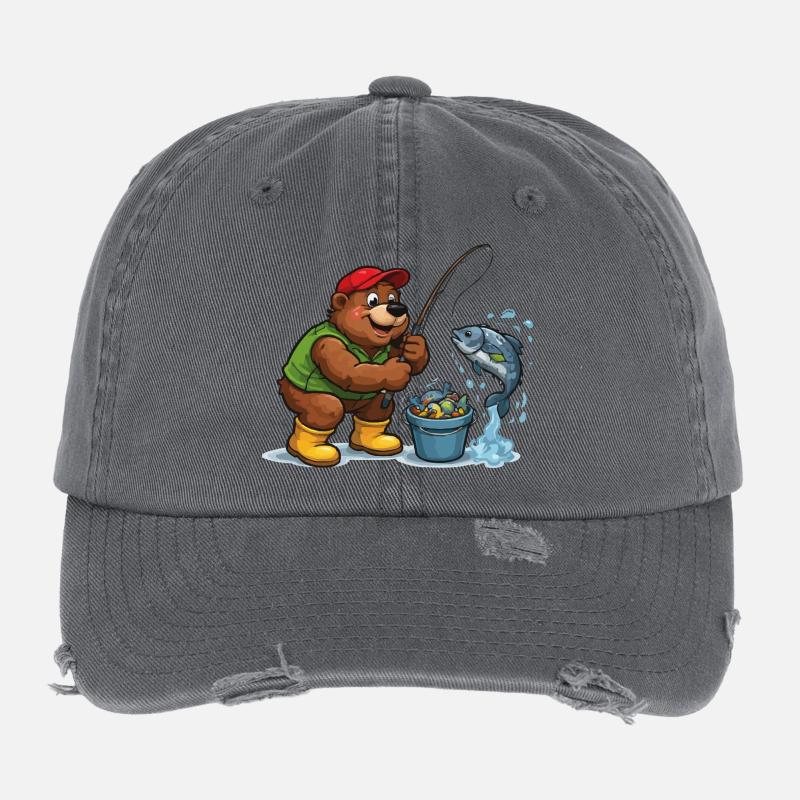 Fischerbär beim Fang Flexfit Vintage Destroyed Cap
