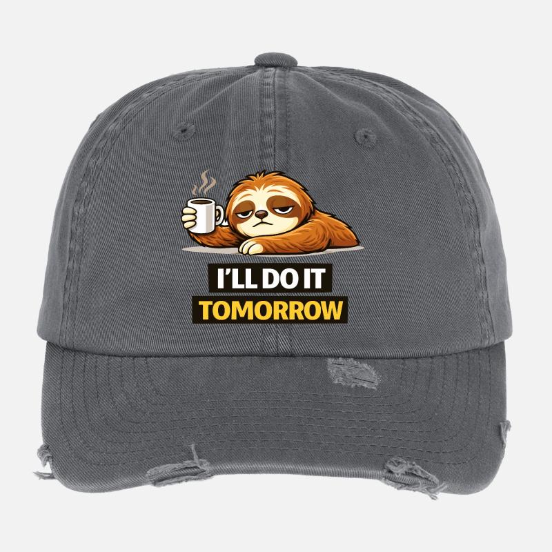 I'll Do It Tomorrow – Funny Sloth Procrastination Flexfit Vintage Destroyed Cap