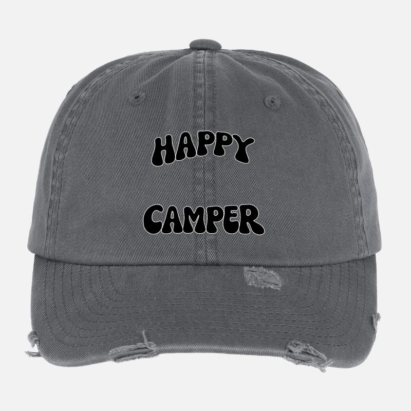Lettrage de camping joyeux Casquette vintage effet usé Flexfit