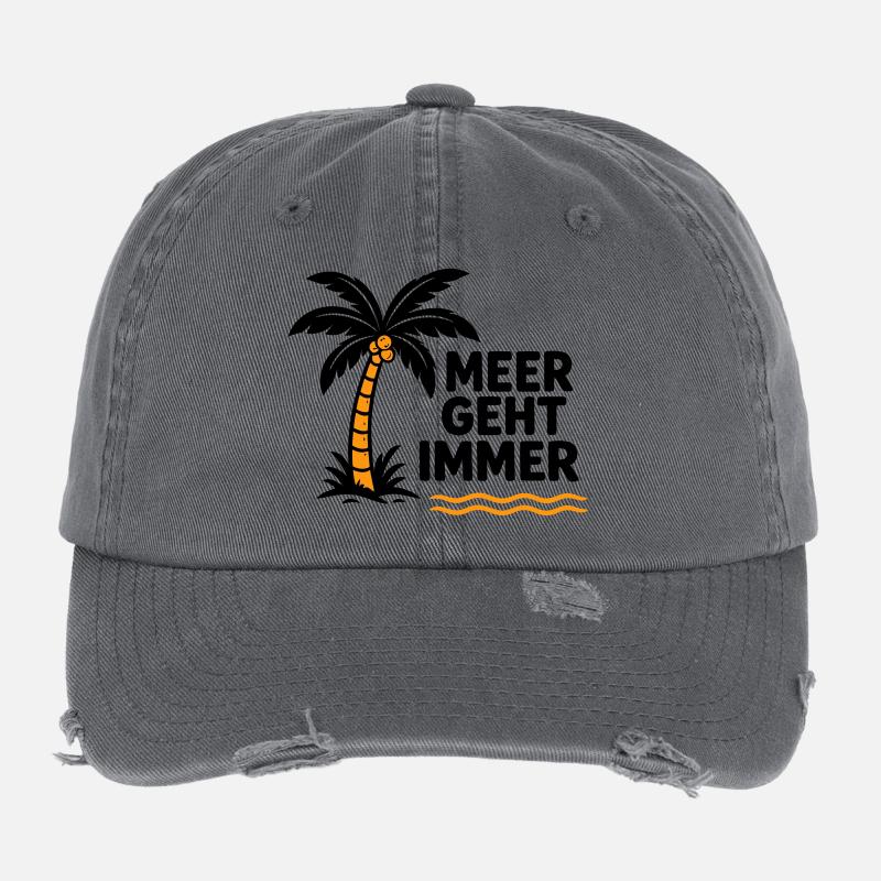 Orangen Palme am Meer Flexfit Vintage Destroyed Cap