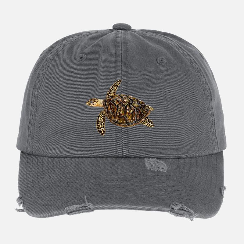 Hawksbill turtle - Hawksbill turtle Tortue imbriquee Flexfit Vintage Destroyed Cap