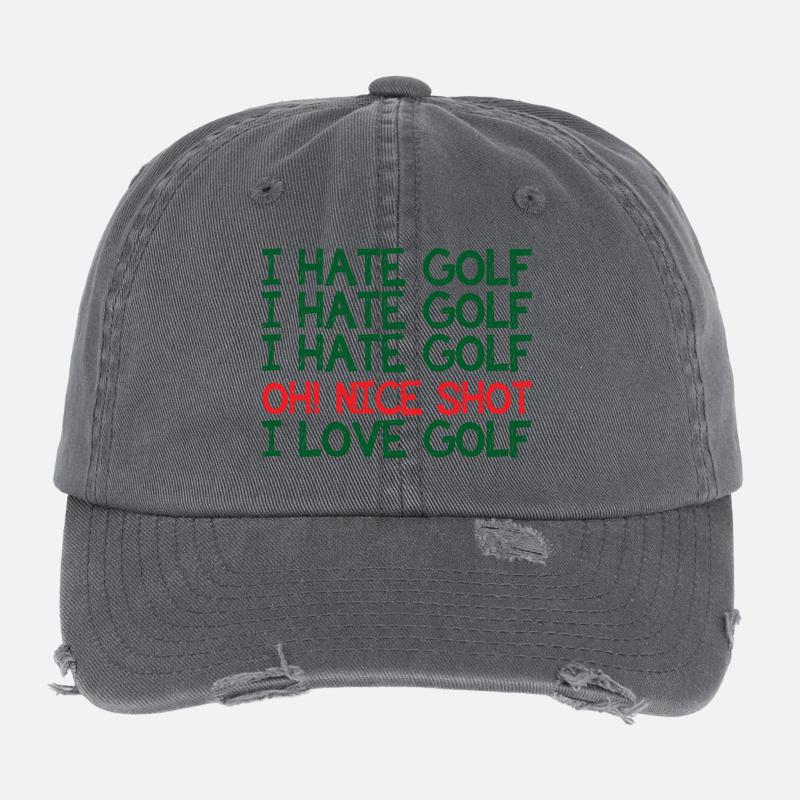 Golf Caddy Golf Course Putter Yardage cadeau Tee Casquette vintage effet usé Flexfit