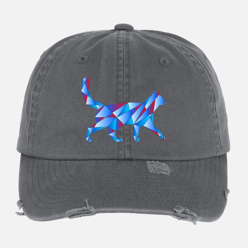 Chat bleu Casquette vintage effet usé Flexfit