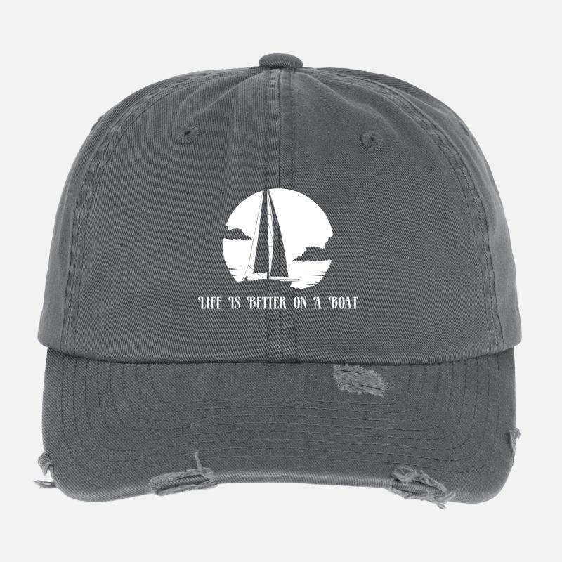 Segeln Leben Schöner Boot Geschenk Wind Jolle Flexfit Vintage Destroyed Cap