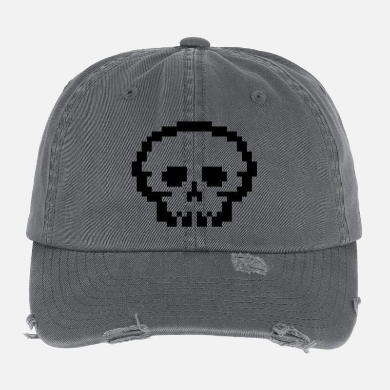 Crâne de pixel Casquette vintage effet usé Flexfit