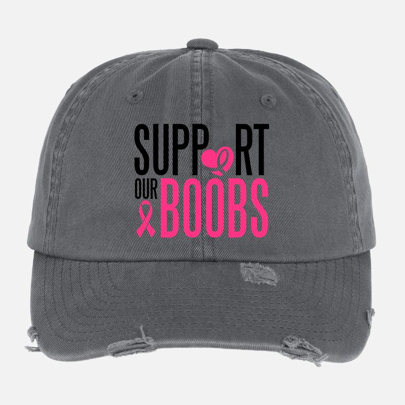 Support our boobs Flexfit Vintage Destroyed Cap