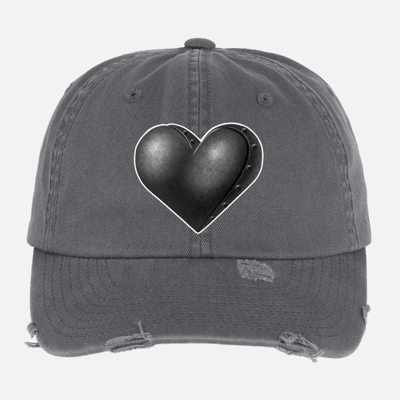 Grau Robot Herz Flexfit Vintage Destroyed Cap
