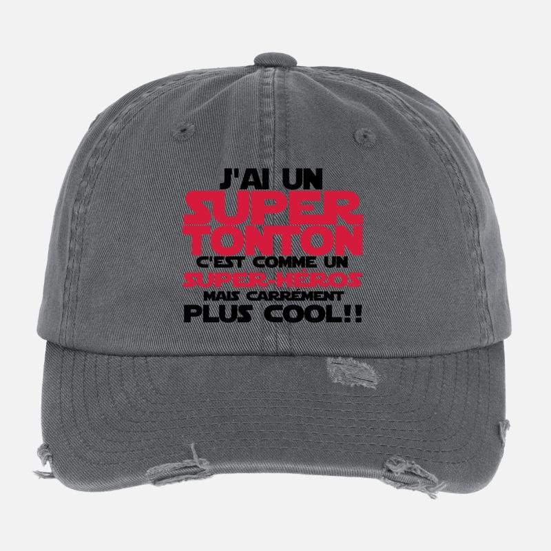 j'ai un super tonton(comme un super-héros) Casquette vintage effet usé Flexfit