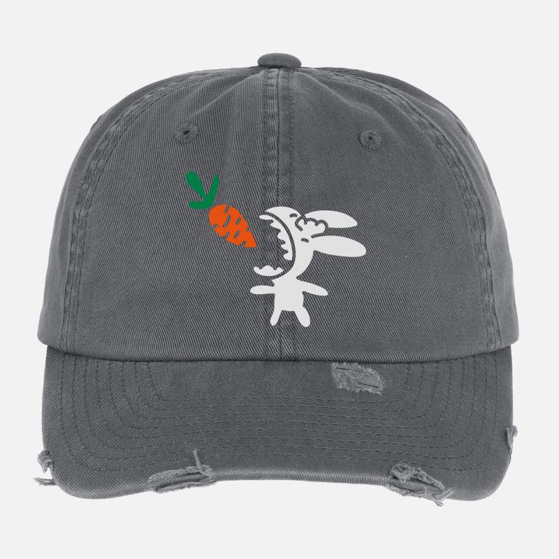 Bunny eats carrot - 3 - Flexfit Vintage Destroyed Cap - dark grey