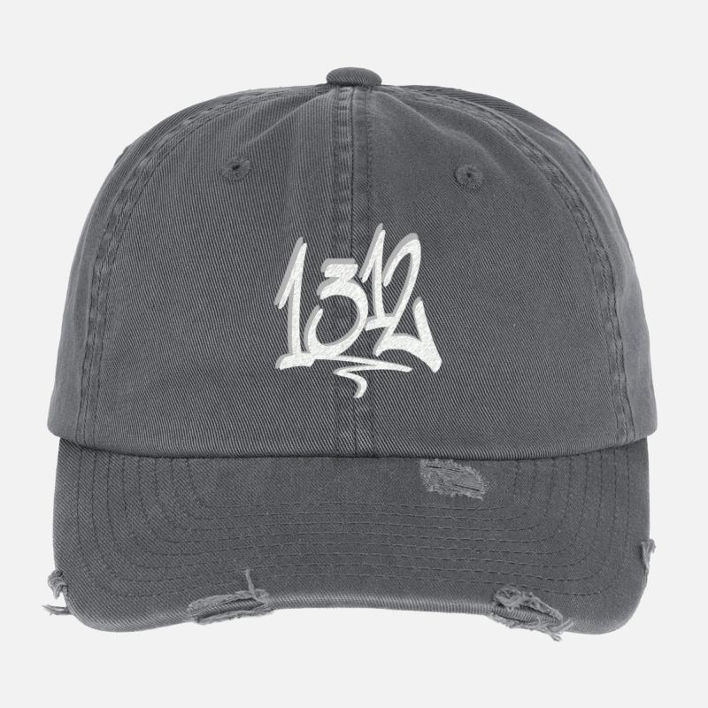 1312 Grey Graffiti Tag Flexfit Vintage Destroyed Cap