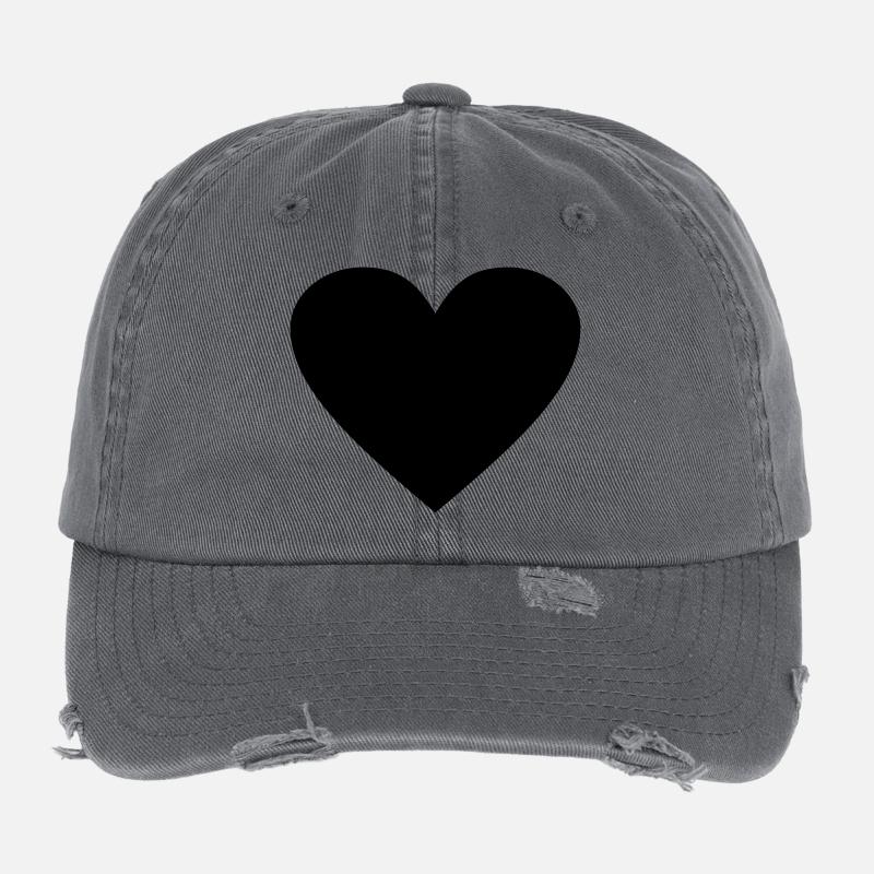 Schwarzes Herz Awesomeelement Flexfit Vintage Destroyed Cap