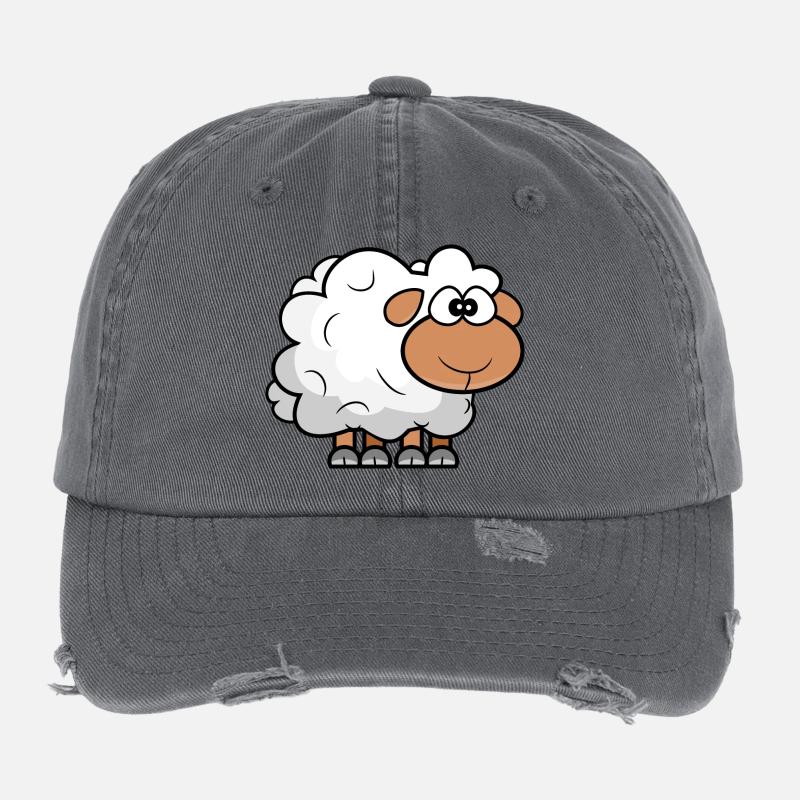 Cartoon Comic Sheep Flexfit Vintage Destroyed Cap