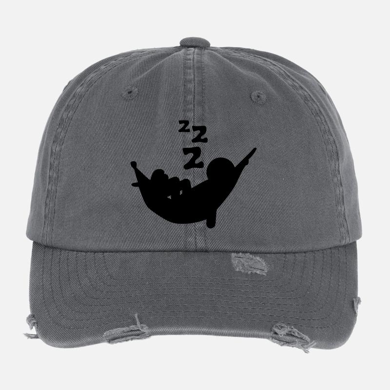 Hängematte Siesta Nickerchen Schlaf Schnarchen Flexfit Vintage Destroyed Cap