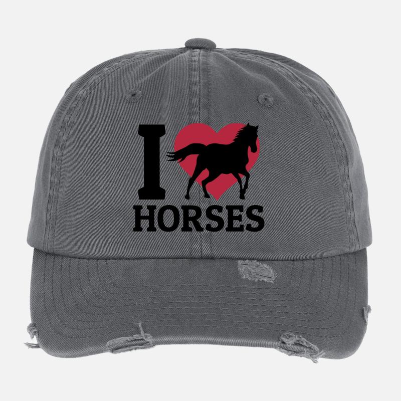 I love Horses Flexfit Vintage Destroyed Cap