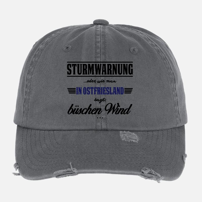 Sturmwarnung Ostfriesland - büschen Wind Flexfit Vintage Destroyed Cap