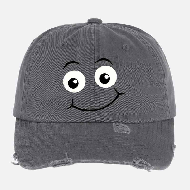 Yeux heureux Emoticon Casquette vintage effet usé Flexfit