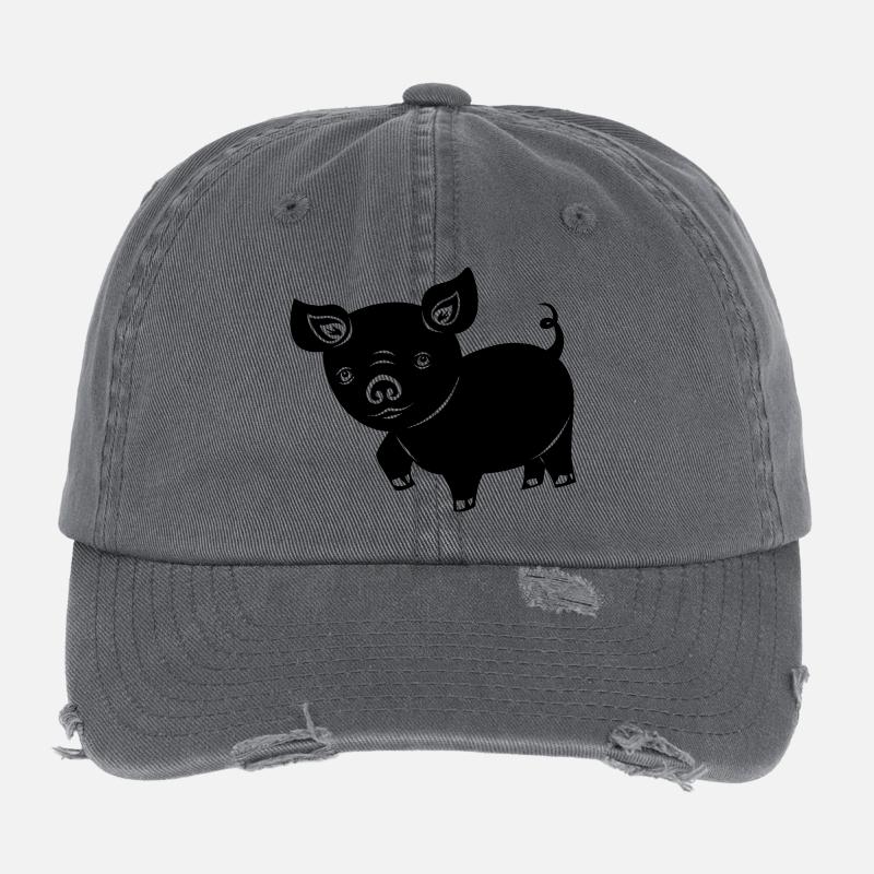 Pig piglet logo Shadow image Flexfit Vintage Destroyed Cap