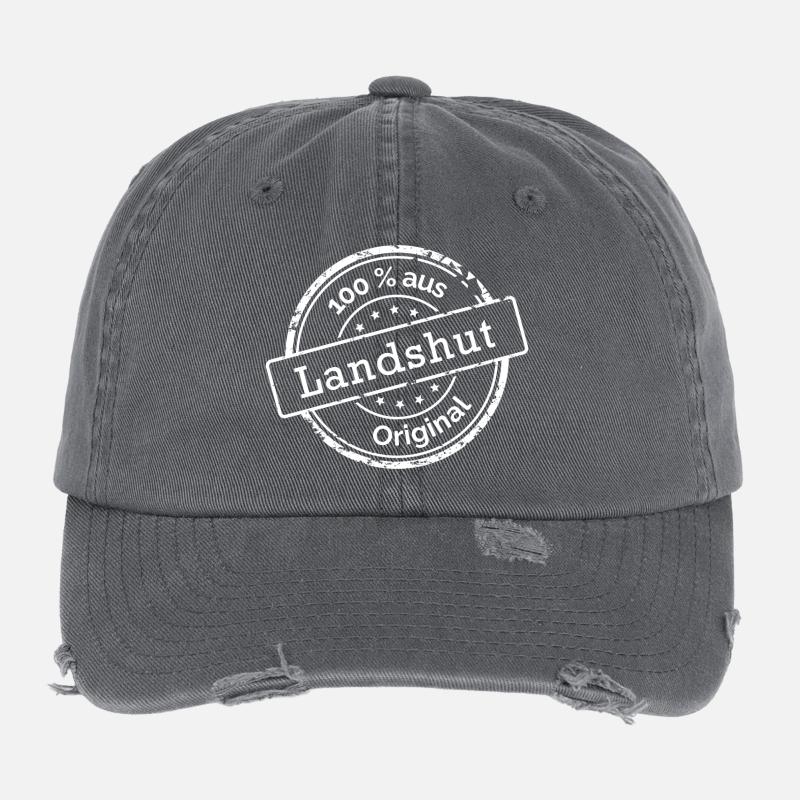 100% aus Landshut - Flexfit Vintage Destroyed Cap - Dunkelgrau