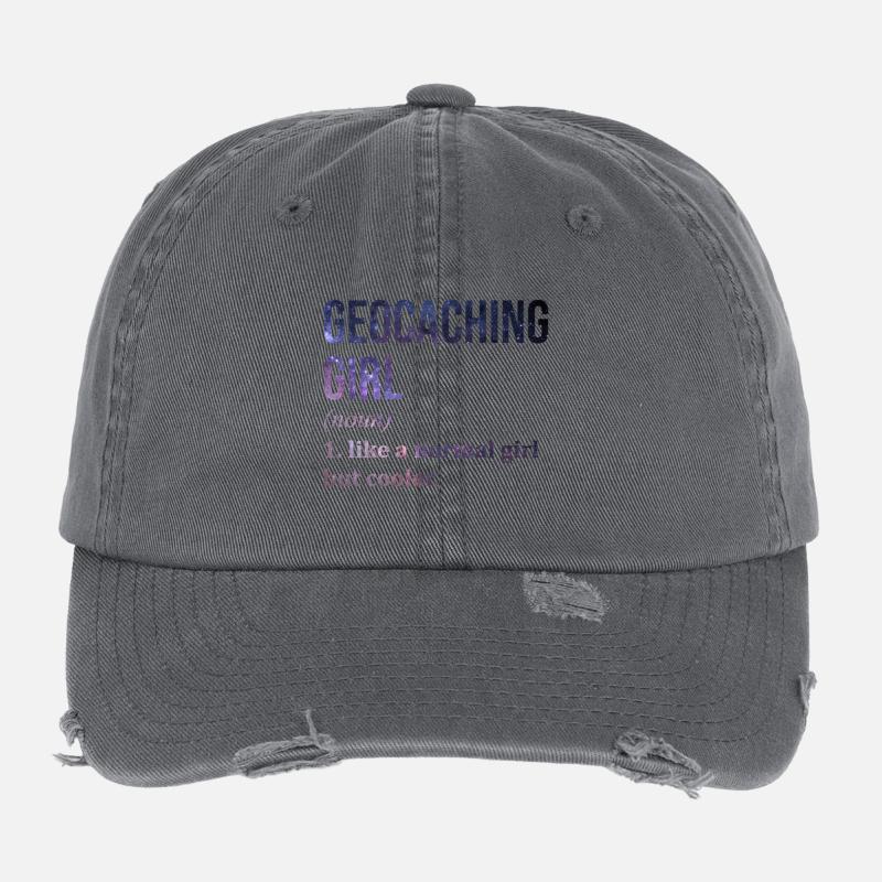 Geocaching Flexfit Vintage Destroyed Cap