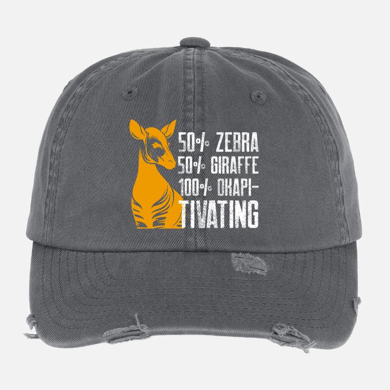 50 per cent zebra 50 giraffe 100 okapitivating Flexfit Vintage Destroyed Cap