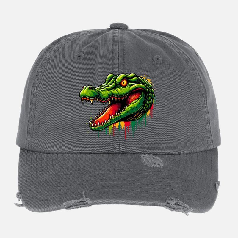 Alligator Crocodile Casquette vintage effet usé Flexfit