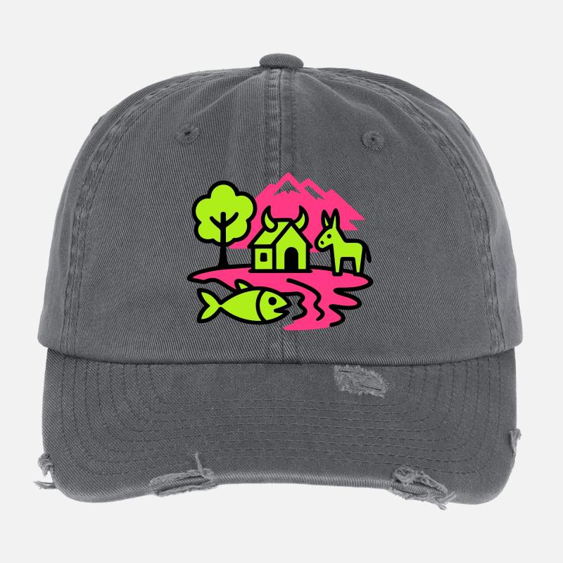 Naïve Pop Art Landscape Flexfit Vintage Destroyed Cap