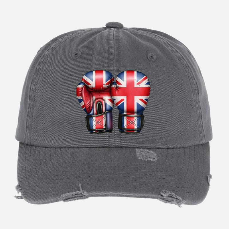 Angleterre Gants de boxe anglais Drapeau britannique Casquette vintage effet usé Flexfit