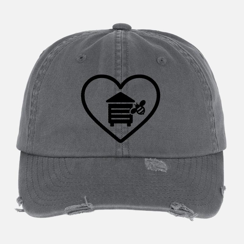 Bee hive beekeeper heart Flexfit Vintage Destroyed Cap