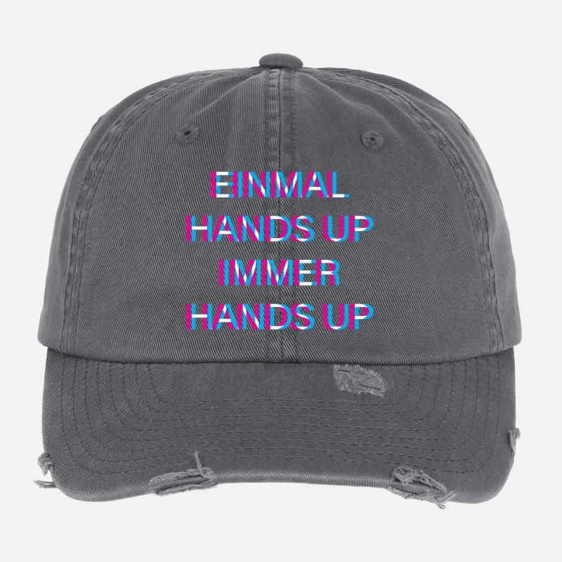 Hands Up Musik Dancecore Merch Flexfit Vintage Destroyed Cap