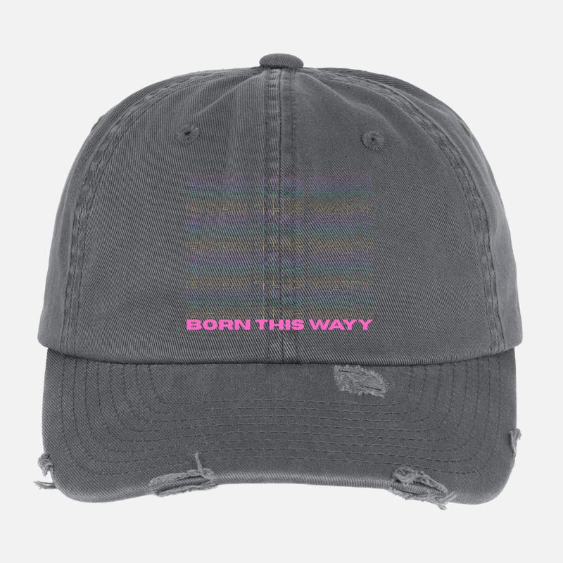 Pride / CSD / LGBTQ+ Design "Born this wayy" Flexfit Vintage Destroyed Cap